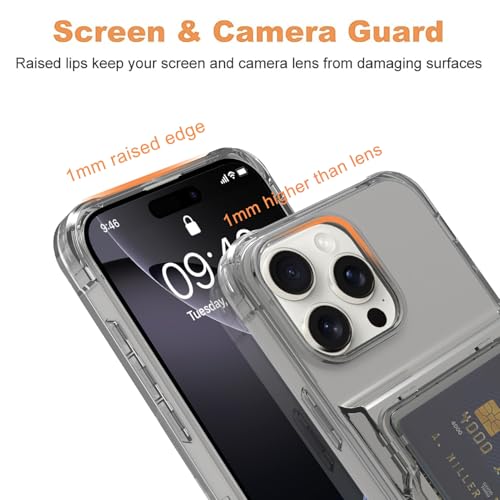 Wallet Case for iPhone 16 Pro Max with 3 Credit Card Holder Slot | Shockproof Hybrid Heavy Duty Protection Clear Phone Cover Compatible with iPhone 16 Pro Max 2024 (Clear Black) - color: Clear Black, size: iPhone 16 Pro Max