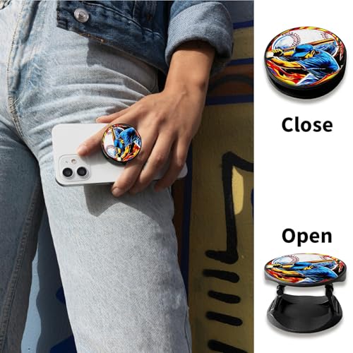 [2 Pack] Cell Phone Grip with Expanding Kickstand, Baseball Man - color: Baseball Man