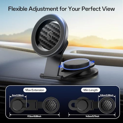 SYNCWIRE MagSafe Car Mount for Dashboard,Foldable Aluminum Arm,Black - color: Black