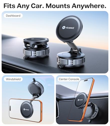 VICSEED for MagSafe Car Mount [Upgraded 98LBS Strongest Suction,Won't Break