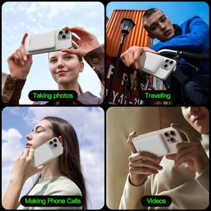 for Magsafe Portable Charger, 5000mAh Slim Wireless Magnetic Power Bank | 20W USB-C Power Delivery,LED Display,Travel Essential for Magsafe Battery Pack Compatible with iPhone 17-12 Series - color: white