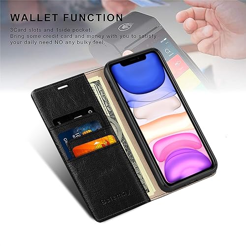 Belemay Compatible with iPhone 15 Plus Case Wallet-Genuine Leather-RFID Blocking Card Holders-ShockPlusof TPU Shell-Kickstand-Durable Flip Cover Book Folding Phone Case Women Men (6.7-inch) Black - color: Black, size: iPhone 15 Plus