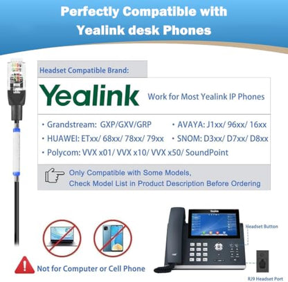 Arama Telephone Headsets for Yealink Phones, RJ9 Office Wired Headset - size: Mono-A600Y