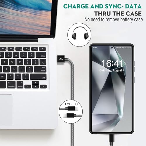 Battery Case for Galaxy S24 Ultra, Powerful 12000mAh Extended Portable Protective Charging Cover Backup Compatible with Galaxy S24 Ultra Wireless Charger Case with 1x Screen Protector & 1x Cable-Black - size: Galaxy S24 Ultra