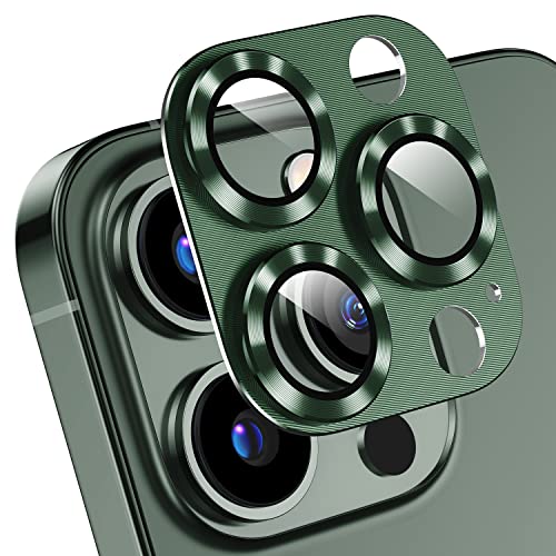 Korecase [2 Pack For iPhone 13 Pro Max/iPhone 13 Pro Camera Lens Protector Metal Tempered Glass Camera Cover, Strong Stickiness Rear Lens Case Friendly - Alpine Green - color: Green