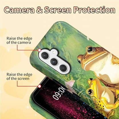 Golden Frogs Phone Case for Samsung Galaxy S25, Dual Layer Shockproof Rugged Cover with Soft TPU + Hard PC, Anti-Scratch Slim Fit Wireless Charging Compatible - color: Golden Frogs, size: 6.2" Galaxy S25