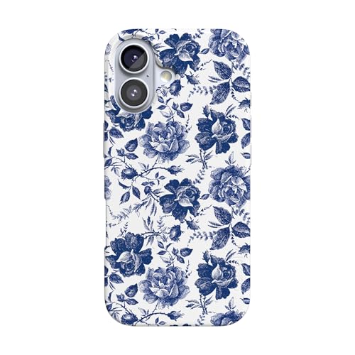 Casely iPhone 17 Case | Rose to Fame | Blue & White Floral | Compatible with MagSafe | Classic Ultra Slim Design - color: Rose to Fame | Blue & White Floral