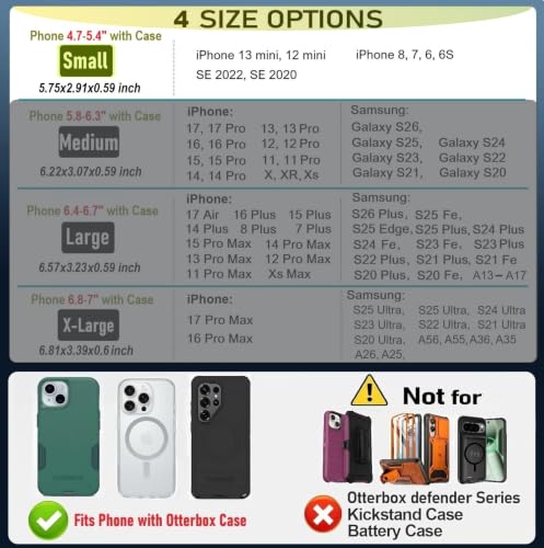 Holster for Small iPhone SE, 8 7 6s 6 - Cell Phone Belt Holder Case with Clip for Men, Heavy Duty Nylon Pouch (Fits Phone with Otterbox Cover on) Black - size: Small