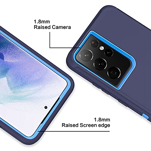 MXX Case Compatible with Galaxy S21 Ultra Case, 3-Layer Super Full Heavy Duty Body Bumper Cover/Shock Protection/Dust Proof, Designed for Samsung Galaxy S21 Ultra 5G 6.8 Inch 2021 (Blue) - color: Blue