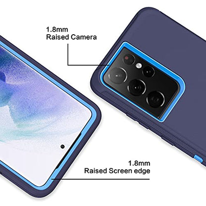 MXX Case Compatible with Galaxy S21 Ultra Case, 3-Layer Super Full Heavy Duty Body Bumper Cover/Shock Protection/Dust Proof, Designed for Samsung Galaxy S21 Ultra 5G 6.8 Inch 2021 (Blue) - color: Blue