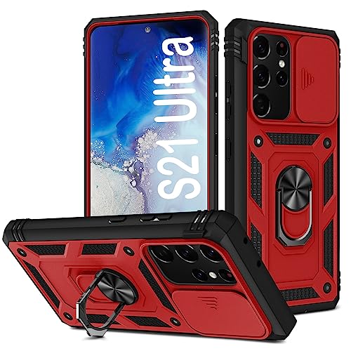 PASNEW Case for Samsung Galaxy S21 Ultra,6.8",Red - color: Red, size: Galaxy S21 Ultra (6.8 inch)