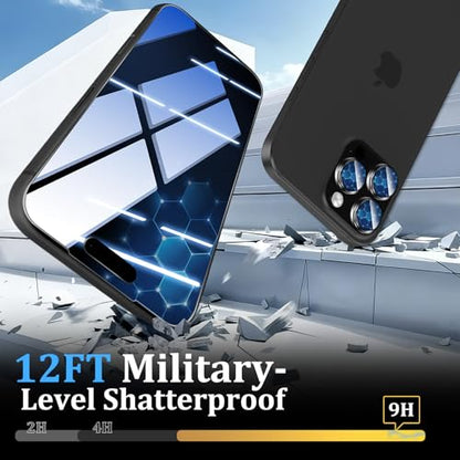 (3+2 Pack) 360° Privacy Screen Protector for iPhone 16 Pro Max 【4 Way Anti Spy】 + Camera Lens Protector,9H Shatterproof, Anti-Peep,Bubble-Free, Case Friendly Easy Installation Frame Included - size: iPhone 16 Pro Max