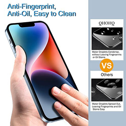 QHOHQ 3 Pack Screen Protector for iPhone 14 / iPhone 13 [6.1 Inch] with 3 Pack Tempered Glass Camera Lens Protector, Ultra HD, 9H Hardness,Case Friendly - size: iPhone 13 6.1 Inch / iPhone 14 6.1 Inch
