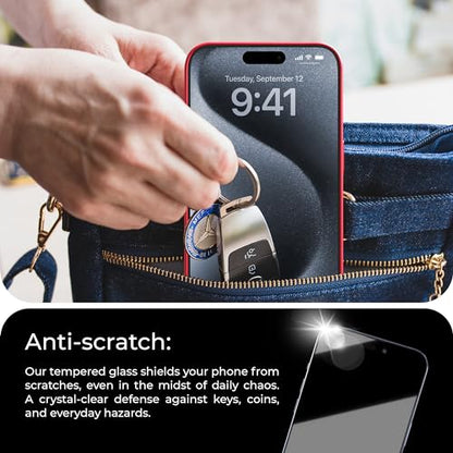 Deppa |2 Pack| Premium Privacy Screen Protector for Iphone 15 Pro (6.1') Tempered Glass Edge to Edge Full Cover with Easy Installation Kit Tray - Anti Spy, Private, Dark, Black Film - size: iPhone 15 Pro (6.1")