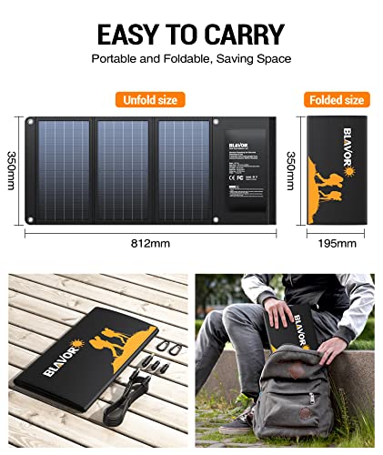 BLAVOR 30W Foldable Solar Panel Outdoor Charger, USB-A QC3.0 24W USB-C DC - color: 30W