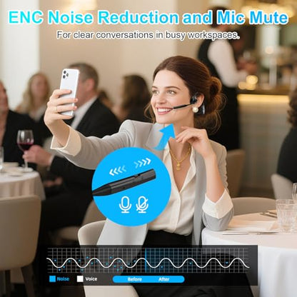 Open Ear Headphones, Trucker Bluetooth Headset with Upgraded Microphone - color: Black