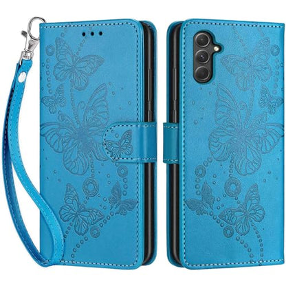 Wallet Case for Samsung Galaxy A54 5G, Blue Butterfly | Women Flip Folio Cover, Embossed PU Leather, Stand, Credit Card Holders Slots, Wrist Strap - color: 8
