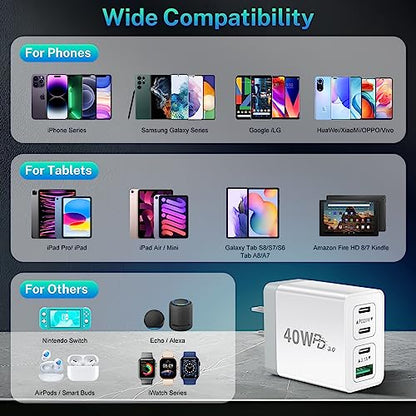 USB C Charger Block 40W Type C Fast Charging Blocks