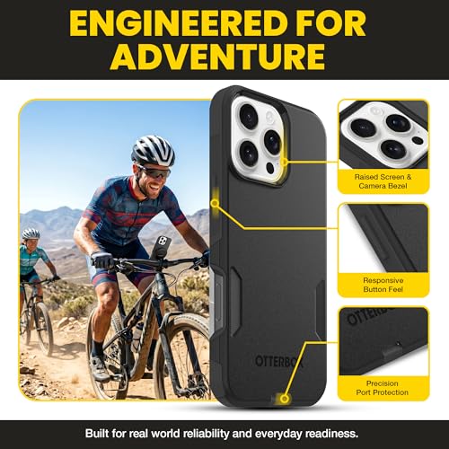OtterBox iPhone 16 Pro – Commuter Series Slim MagSafe Case - Black | 3X Military Drop Protection - Dual-Layer Design - Pocket-Friendly - Raised Edges - Port Covers - Non-Retail Packaging - color: Black