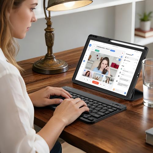 FINTIE 10-Inch Ultrathin Wireless Bluetooth Keyboard, Black | Universal Tablet Phone Keyboard, Rechargeable Battery, Slim Detachable Design, Quiet Scissor Keys, Travel Ready