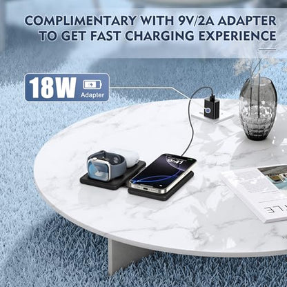 Charging Station for Apple Devices: Magnetic Wireless Charger for iPhone - color: Black