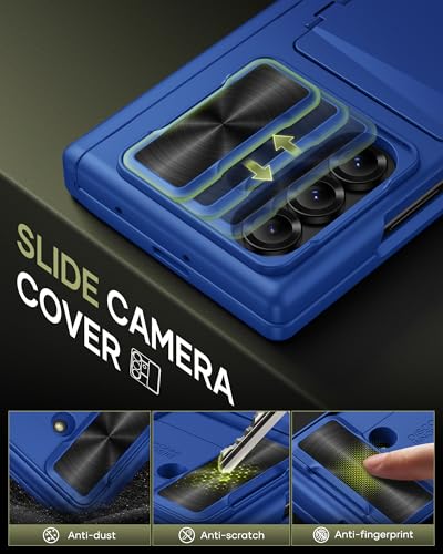 for Samsung Galaxy Z Fold 7 Case, Stand & Card Holder, Royal Blue - color: Navy Blue-Z