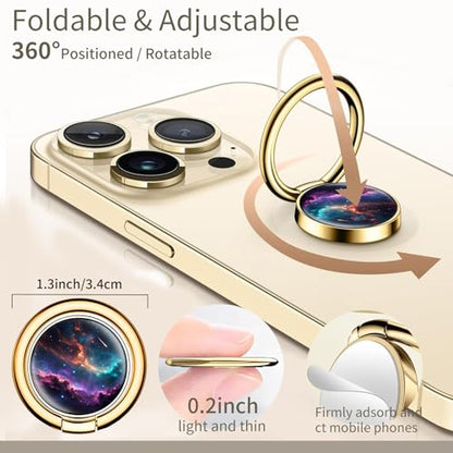 Cell Phone Ring Holder, Cute Phone Ring Grip Stand, 360°Rotation Funny Metal Kickstand Finger Grip Luxury Universe - color: Luxury Universe