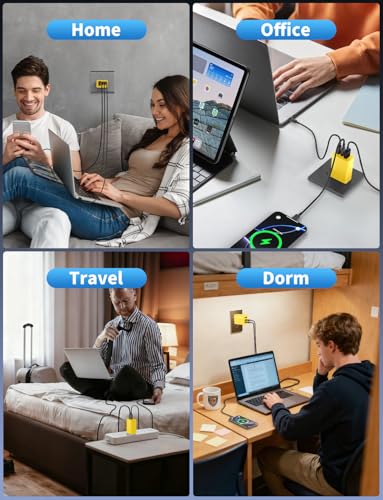 85W Dynamic Power GaN USB-C Fast Charger, 2C1A 3-Port, Max 65W, 2 Pack - color: Yellow, size: 2Pack
