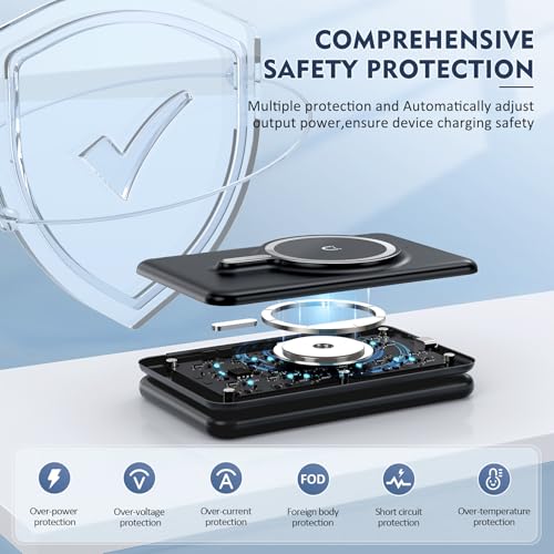 Charging Station for Apple Devices: Magnetic Wireless Charger for iPhone - color: Black