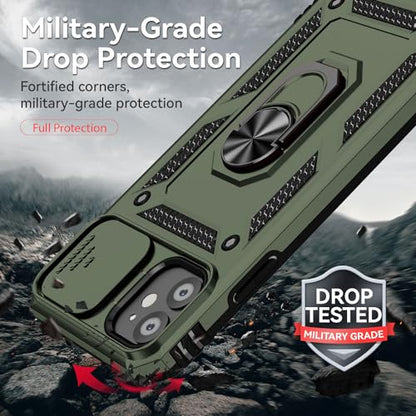 for iPhone 11 Case,with Screen Protectors and Camera Cover,[Military Grade] 16ft.Drop Tested Cover with Magnetic Kickstand Protective Case for iPhone 11 6.1 inch, Olive Green - color: Olive Green