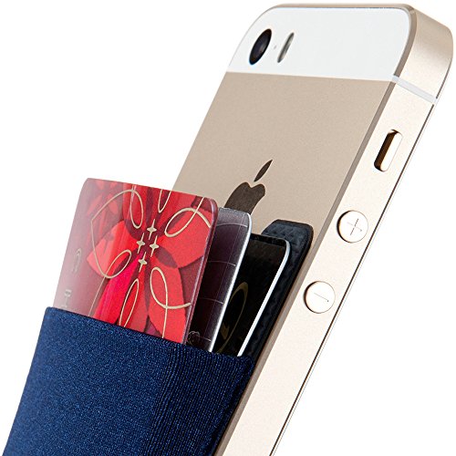 Sinjimoru Cell Phone Wallet Stick on, Card Holder for Back of Phone, Navy - color: Navy