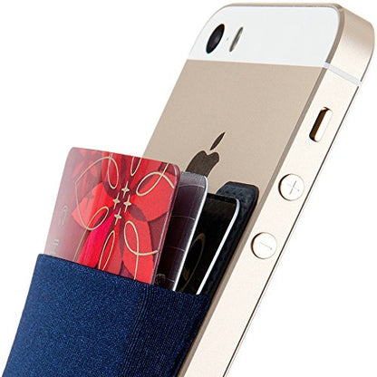 Sinjimoru Cell Phone Wallet Stick on, Card Holder for Back of Phone, Navy - color: Navy