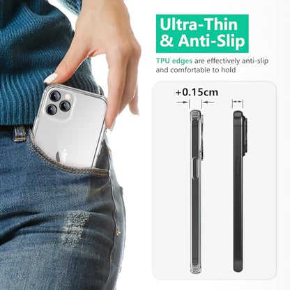 ONES for iPhone 11 Pro Slim Case Clear, [PC + TPU Hybrid][Compatible with MagSafe][Military-Grade Drop Protection][Anti-Yellowing], Shockproof Silicone Hard Cover, Transparent Case - color: HD Highly Clear, size: iPhone 11 Pro