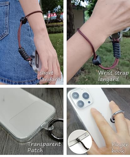 Adjustable Phone Wrist Strap for Women, Woven Bracelet for Keys - color: Coffee Black