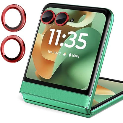 Zeking (2 Set) for Motorola Razr 60/ Razr 2025 Camera Lens Protector, Scratch-Resistant HD Clarity Ultra-Thin 9H Tempered Glass with Aluminum Edging, Individual Metal Lens Cover (Red) - color: Red