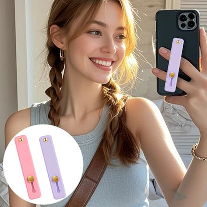2 Pcs Loop for Phone Case Phone Loop Finger Holder Universal Portable Phones Finger Strap Phones Holder for Hand(Purple Pink)