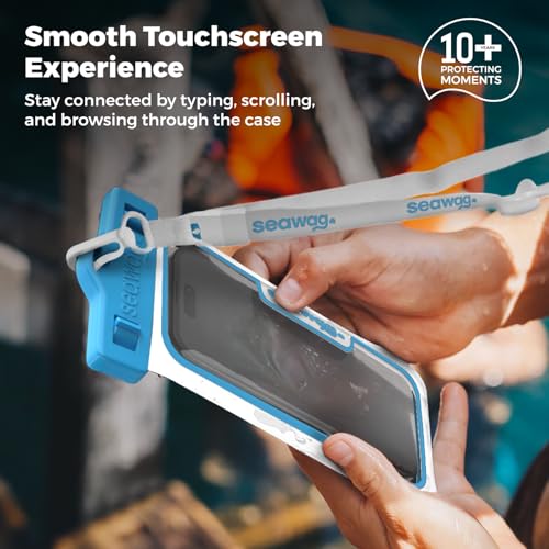 SEAWAG Next Waterproof Phone Pouch, IPX8 Dry Bag for iPhone 16 15 14 13 Pro Max & Samsung Galaxy S25 S24 — Underwater Case, Full Touchscreen, Lanyard, Beach Pool Snorkeling, 1 Pack Blue - color: 1Pack BlueWhite