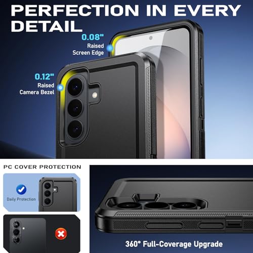 DUEDUE for Samsung Galaxy S26 Case with Belt Clip Holster Shockproof 3-Layer Heavy Duty Kickstand Cover Full Body Protective Rugged Phone Case for Samsung S26 6.3", Black - size: for Samsung S26 6.3"