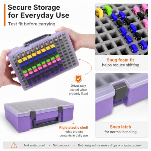 FULLCASE USB Flash Drive Case for SanDisk,for Samsung,for PNY,104-Slot - color: Purple