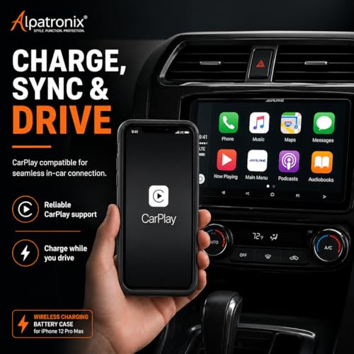 Alpatronix Battery Case for iPhone 12 Pro Max / 13 Pro Max, Slim Portable Protective Extended Charger Cover with Wireless Charging, Lightning Input, Apple Pay, CarPlay - BX12Pro Max - Matte Black - size: iPhone 12 Pro Max & iPhone 13 Pro Max