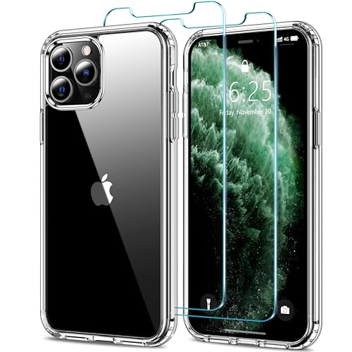 HOOMIL Case for iPhone 11 Pro Max Phone Cover with 2-Pack Tempered Glass Screen Protector, Non-Yellowing, Drop Protection, Anti-Scratch, Transparent, Hard Back - Crystal Clear - color: Clear, size: iPhone 11 Pro Max