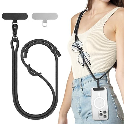 SURPHY Phone Lanyard Crossbody, Phone Strap Crossbody with 2 Tether Tabs - color: Black