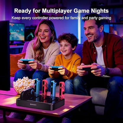 NEWDERY 8 in 1 Switch 2/1/OLED Controller Charger, Charging Dock for JoyCon