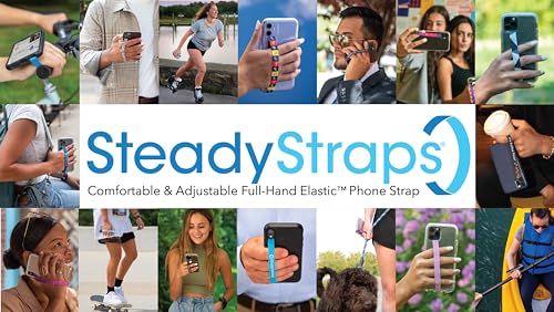 Full-Hand Elastic Phone Strap/Grip, for Comfort & Convenience, Multi-Position Adjustable with Easy On/Off Secure Authentic Hook & Loop Closures, Flexible, No Adhesives, (Tie Dye)