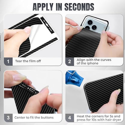 2Pcs Skin Wrap Compatible for iPhone 17 Pro – Slim Decal Vinyl Protective Film for Sides & Back – Sleek Fit, Premium Look – Compatible with All iPhone 17 Pro Cases - Carbon - color: Carbon
