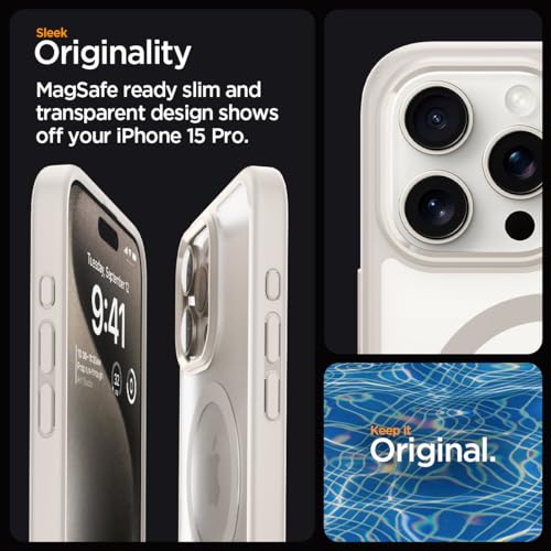 Spigen for iPhone 15 Pro Case, Ultra Hybrid MagFit [Anti-Yellowing] [Compatible with Magsafe] - Frost Natural Titanium - color: Frost Natural Titanium, size: iPhone 15 Pro