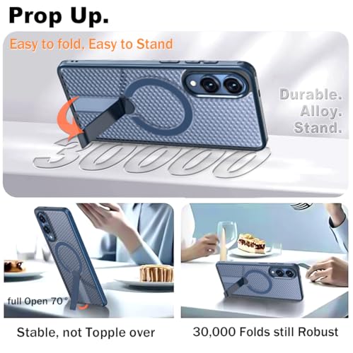 for Samsung Galaxy S25 Edge Case with Stand Compatible with MagSafe +1 Screen Protector, [Built in Kickstand &Magnet][Heat Dissipate] Protective Matte Case for Galaxy S25 Edge (Blue) - color: Blue