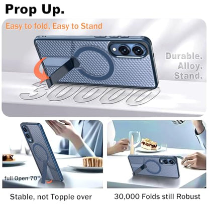 for Samsung Galaxy S25 Edge Case with Stand Compatible with MagSafe +1 Screen Protector, [Built in Kickstand &Magnet][Heat Dissipate] Protective Matte Case for Galaxy S25 Edge (Blue) - color: Blue
