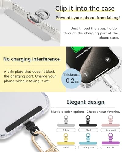 2 Pack Stainless Steel Phone Tether Tabs - Sturdy Universal Lanyard Patches for phone cases - color: Red