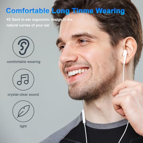 2 Pack Wired Headphones for iPhone Earbuds iPhone 14 Headphones Wired - color: LWhite